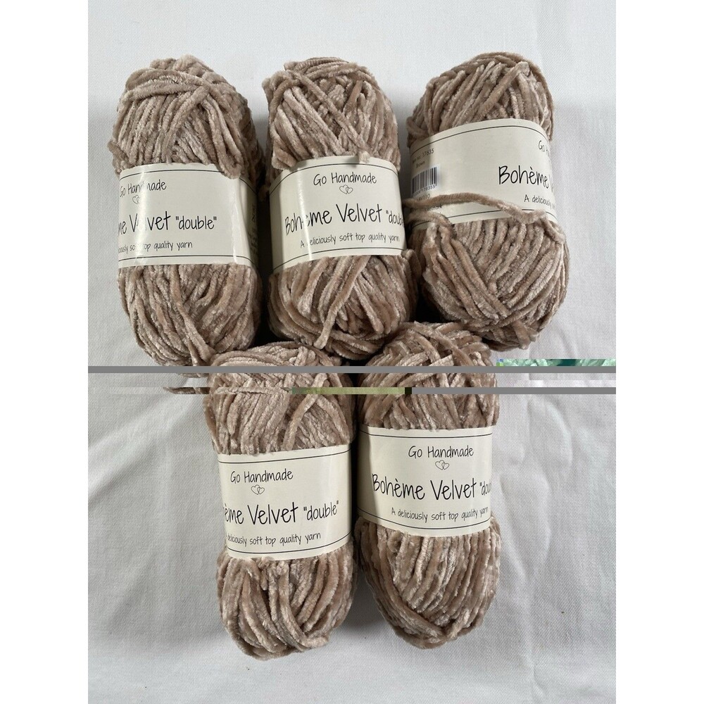 5 Skeins Go Handmade Boheme Velvet Double Brown 50g Each 250g Total #691